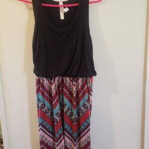 Womens bobbie brooks black colorful maxi length dress small